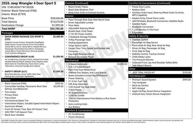 2026 Jeep Wrangler Sport S