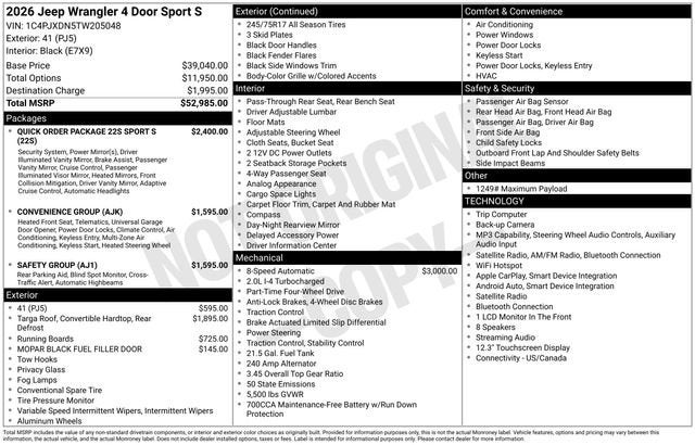 2026 Jeep Wrangler Sport S