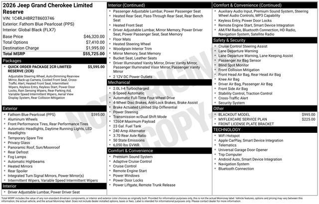2026 Jeep Grand Cherokee Limited Reserve
