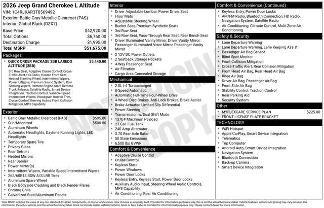 2026 Jeep Grand Cherokee L Laredo Altitude
