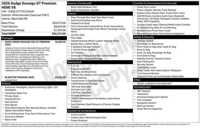 2026 Dodge Durango GT Premium HEMI V8