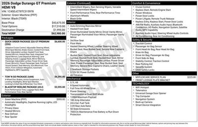 2026 Dodge Durango GT Premium HEMI V8