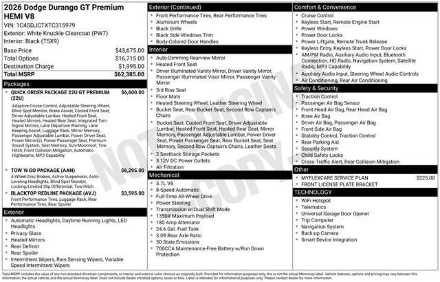 2026 Dodge Durango GT Premium HEMI V8