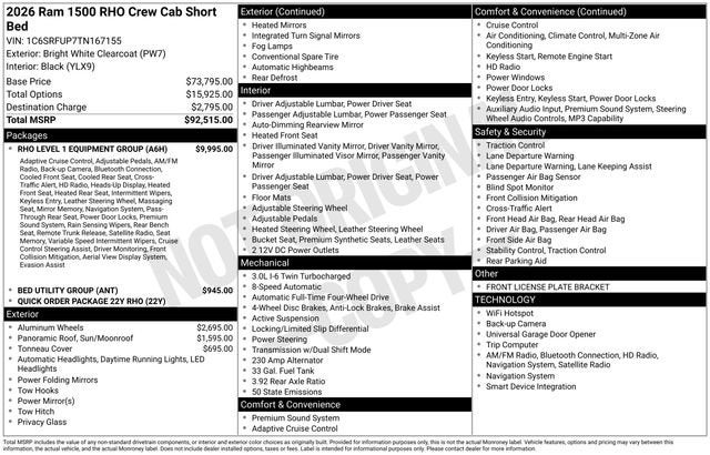 2026 RAM 1500 RHO
