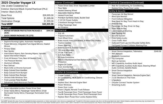2025 Chrysler Voyager LX