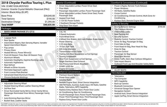 2018 Chrysler Pacifica Touring L Plus