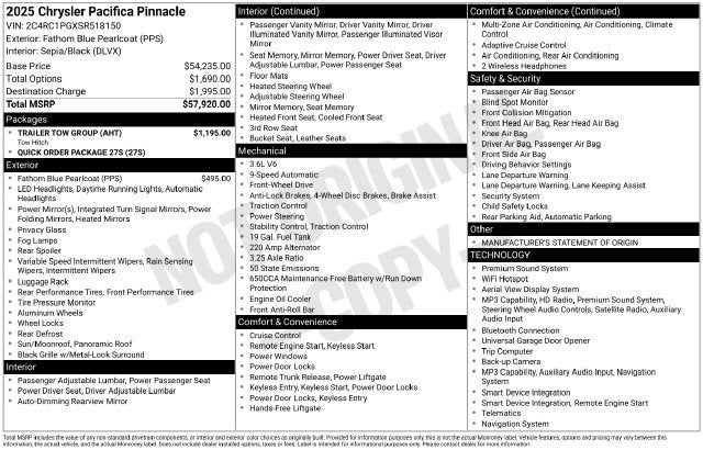 2025 Chrysler Pacifica Pinnacle