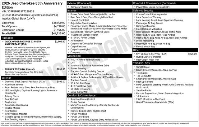 2026 Jeep Cherokee 85th Anniversary