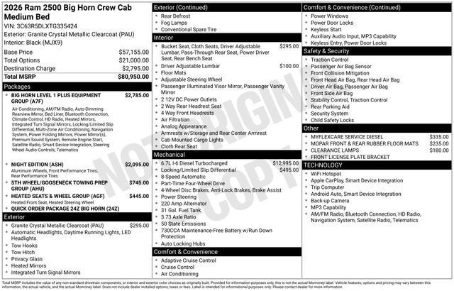 2026 RAM 2500 Big Horn