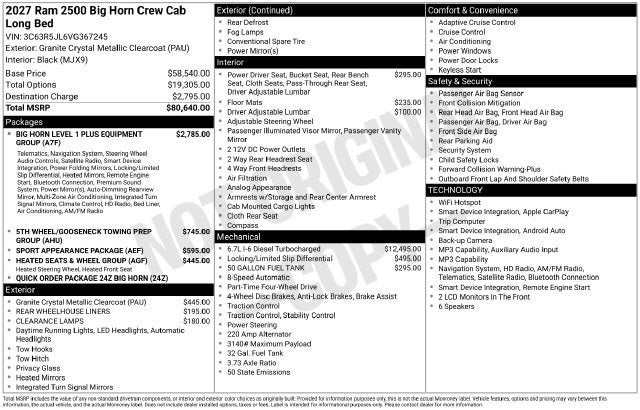 2027 RAM 2500 Big Horn