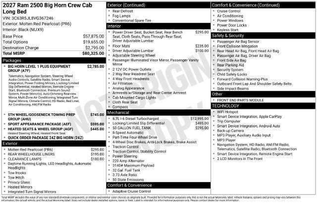 2027 RAM 2500 Big Horn