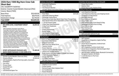 2026 RAM 1500 Big Horn