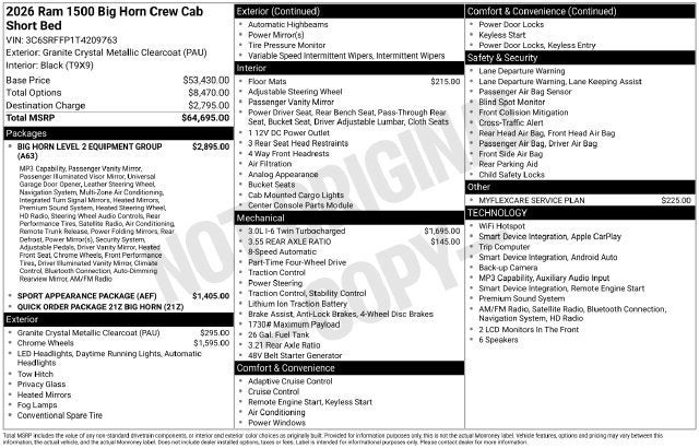 2026 RAM 1500 Big Horn