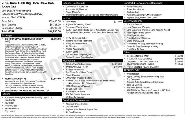 2026 RAM 1500 Big Horn