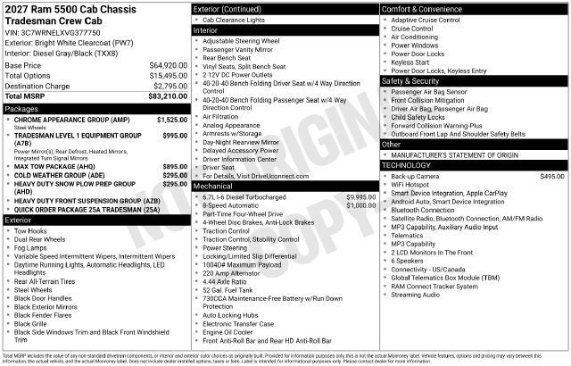 2027 RAM 5500 Chassis Cab Tradesman